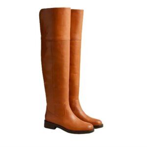 J. Crew Over the Knee Riding Boots Womens 7 Tan Brown Leather BA769